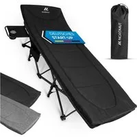 Nordmut Feldbett Klappbar mit Matratze, Campingbett Gästebett, Outdoor Erwachsene (Spar-Set, 1-St., Nordmut Kebne mit Auflage, Nachttisch & Tragetasche) mit Auflage, Tragetasche, Seitentasche, Nachttisch, 200 kg belastbar