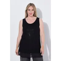 MIAMODA Longshirt Tanktop A-Linie Glitzer-Totenkopf Chiffon-Saum