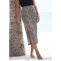 Vivance Midirock mit seitlicher Raffung und Schlitz aus Viskosejersey mit Animalprint luftiger Strandrock im Alloverprint, leichter Sommerrock in Midilänge