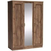 Lomadox Kleiderschrank TEORA-161 in Lefkas Eiche braun Spiegeltür Kleiderstange 134,5x190,5x57 cm