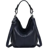 ITALYSHOP24 Schultertasche DAMEN SHOPPER Hobo Bag Umhängetasche Handtasche City Bag Cross-Over (Spar-Set: Henkel Tasche mit Schultergurt, Workbag Leder Optik, 2-tlg., mit Henkel und Schultergurt), Damentasche Freizeit Abend Leder Optik Henkeltasche R