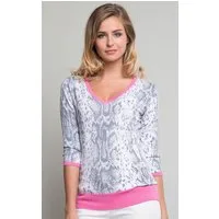 Passioni 3/4 Arm-Pullover mit Schlangenmuster