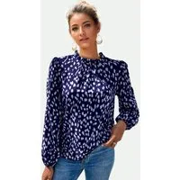 FS Collection Langarmbluse Damen Bluse hochgeschlossenes Oberteil mit Rüschendetail & Blumendruck (XS (UK 8 / EU 36) S (UK 10 / EU 38) M (UK 12 / EU 40) L (UK 14 / EU 42) XL (UK 16 / EU 44, 7 Farben) Leicht, Glatt, Formbeständig und angenehm zu trage