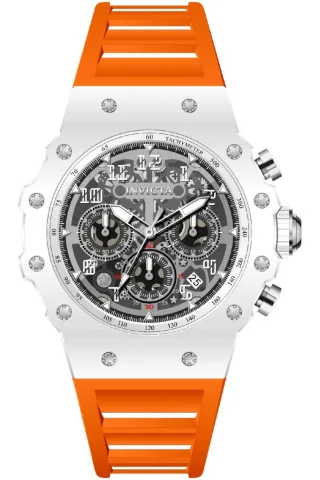 Invicta Racing 69672 Herrenuhr - Quarzwerk - Acryl mit silbernem Zifferblatt - 43 mm