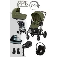 Cybex Kombi-Kinderwagen Balios S Lux Kinderwagen 7in1 Set, inkl. Babywanne, Babyschale, Isofixstation, Adapter, Regenverdecke