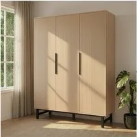 HOME DELUXE Kleiderschrank NYLA - 150 x 200 cm inkl. 3 Schubladen und 5 Ablageflächen, Schrank mit Lamellenfronten