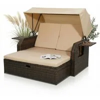 Mucola Strandkorb Strandkorb Sonnenliege Sonnenbett mit Dach aus Polyrattan Relaxliege, BxTxH: 145,00x143,00x130,00 cm, (Stück, 1-tlg), Sonnenschutzdach