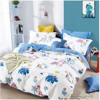 KEAYOO Kinderbettwäsche QWKL, Baumwolle, 2 teilig, 100% Baumwolle Kinderbettwäsche mit Dino