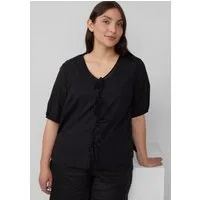 s.Oliver Kurzarmbluse Bluse Baumwollbluse mit V-Ausschnitt und Puffärmeln