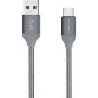 USB 3.2 Gen 1 Kabel, USB-A Stecker > USB-C Stecker silber, 1 Meter, gesleevt
