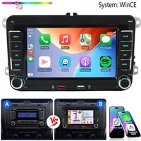 ESSGOO Für VW Golf 5 6 Plus Touran Caddy Jetta Autoradio Carplay Android Auto Autoradio (System : WinCE, Rückfahrkamera(optional), 2 DIN, AM/FM, SWC, CANBUS-Adapter ENTHALTEN (optimiert für Windows CE-System)