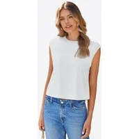 Imily Bela Tanktop Damen Cropped Rundhals Kurzarm Sommer Casual Locker Basic (Packung, 1-tlg., 1per-Pack) Cap Sleeve mit Rundhalsausschnitt in Unifarbe