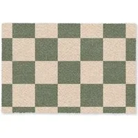 MuchoWow Fußmatte Schachbrettmuster - Grün - Beige - Blöcke, Rechteckig, innen Schmutzfangmatte, Tür, Schmutzfänger Flur, Teppich 60x40 cm
