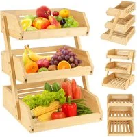 JEOBEST Obstschale Obstkorb Brotkorb mit 3 Etagen, (1-tlg, Bambus) Servierkorb,Snack-Ausstellungsständer