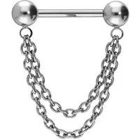 PIERCINGLINE Brustwarzenpiercing Titan Barbell mit Push Fit 2 KETTEN (Barbells, 1-tlg)