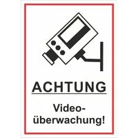Hermann Schütz Aufkleber Aufkleber "Achtung - Videoüberwachung!" 210 x 140 mm, (1tlg)