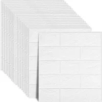 OSTWOLKE 3D-Tapete 20 Stück selbstklebende Wandpaneele Ziegel Tapete Weiß 35x38,5cm, für Küche Schlafzimmer Badezimmer