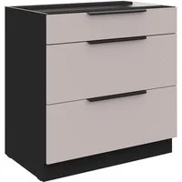 Küchen-Preisbombe Auszugsunterschrank 80 cm Küche ARONA Kaschmir beige Vollauszug Soft-Close Küchenzeile
