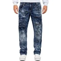 Kosmo Lupo 5-Pocket-Jeans Herren Regular Fit Hose Stonewashed KM070 (1-tlg) Used-Look im stoned-washed Finish