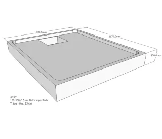 Neuesbad Wannenträger für Bette superflach 120x100x3,5 SD22022
