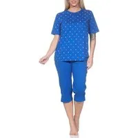Normann Pyjama Normann Damen Capri Schlafanzug in Tupfen-Optik - auch in Übergröße