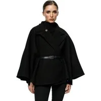 Worldclassca Poncho Worldclassca Poncho Crop Jacke Elegant Umhang Stehkragen mit Gürtel Neue Kollektion - Stilvolle und gemütliche Mode für Damen