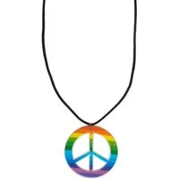 Das Kostümland Kostüm Regenbogen Peace Halskette zum Hippie Kostüm, Mul