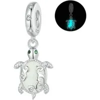 MOPUEA Charm Schmetterling 925 Sterling Silber Tier Charm Bead Pendant, Leuchtende Charms (Im Dunkeln leuchtender Meeresschildkröten Anhänger, 1-tlg., Geeignet für Damen und Mädchen als Charm Anhänger für Armbänder), Animal Beach Charms