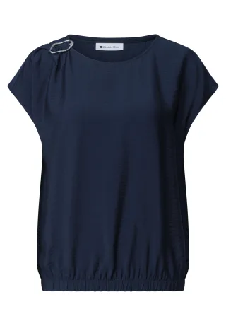 Street One - Blusenshirt mit Rundhals und Schnallendetail darkest blue - Gr. - 34