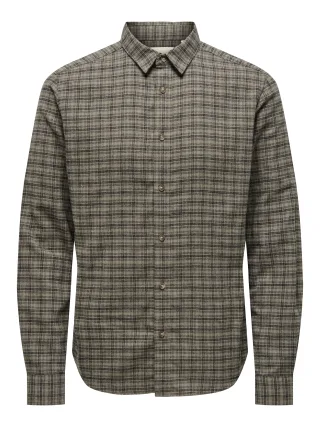 ONLY&SONS - ONSGUDMUND LS CHECKED SHIRT NOOS Walnut - Gr. - XL