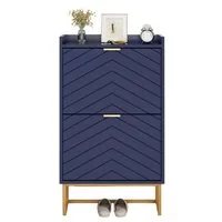 UEV Schuhschrank mit 2 Klappen, Schuhkipper Schmal, Schuhregal mit Metallfüße (50 x 24 x 103,5cm Modern Schuhaufbewahrung mit Oberplatte, Schuhkommode,Anti-Kipp-Vorrichtung für Eingangsbereich) trennwände verstellbar und abnehmbar für verschiedene Sc
