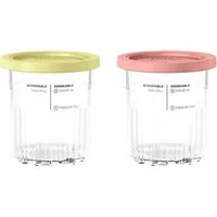 NINJA Eisbereiteraufsatz Dessert-Behälter mit Deckel, transparent, Deckel (gelb,rosa)