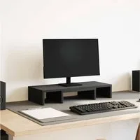 vidaXL Monitorständer, (Monitorständer Verstellbar Schwarz Eichen-Optik 60x24x10,5 cm)