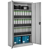tectake Aktenschrank Werkzeugschrank aus pulverbeschichtetem Stahl, 180 x 80 x 40 cm (Komplettset, 1-St., inkl. 2 Schlüssel) mit 2 Flügeltüren, 4 höhenverstellbare Einlegeböden, abschließbar