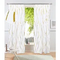 OTTO home Gardine Quinnton (2 St), Kräuselband, blickdicht, Blickdicht, 2er‑Set. Metallic‑Akzenten, Kräuselband