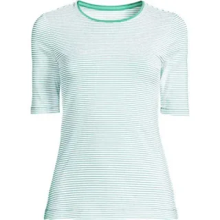 Shirt aus Baumwolle/Modal-Mix mit ellbogenlangen Ärmeln und Rundausschnitt für Damen, Damen, size: regular, Weiß, Baumwolle Modal, by Lands' End