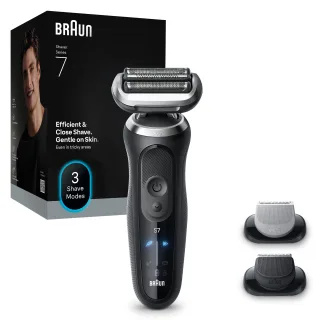 Braun Elektrorasierer "Series 7 72-N1620s" 2 Stk. Aufsätze Bis zu 60 Min Akku, +2 Aufsätze, 100% wasserdicht, Made in Germany