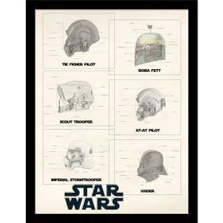 Star Wars - Gerahmtes Poster, Helm (Weiß/Schwarz)