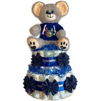 Geschenketorten-Gebhardt Windeln Windeltorte Plüsch Maus blau, Babygeschenk zur Geburt für Jungen, Handmade with Love