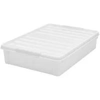 Orthex Aufbewahrungsbox SmartStore Bettroller 60L mit Deckel und Rollen, transparent weiss