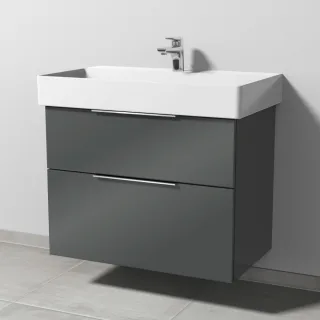 Sanipa 3way Waschtischunterbau zu Duravit Dura Square Waschtisch mit 2 Auszügen, Anthrazit-Glanz UF42879