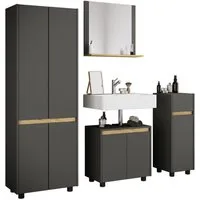 VCM Badmöbel-Set 4 teilig Bad Komplettset Cosila, (Komplett-Set, 4-St., 1x Unterschrank 1x Midischrank 1x Hochschrank 1x Spiegel)