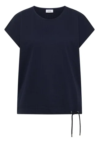 CECIL - T-Shirt mit Waffel-Struktur urban dark blue - Gr. - M