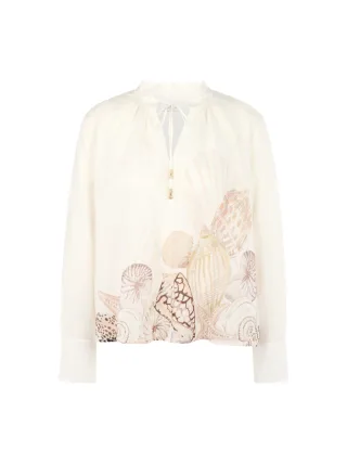 Marc Cain Collections - Blusenshirt mit Muschelprint off-white - Gr. - 38