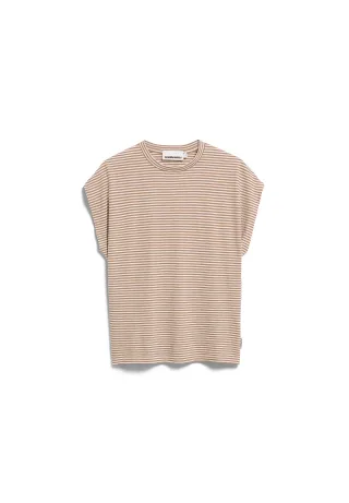 Armedangels - SLUB JERSEY STRIPE T-SHIRT oatmilk-cinnamon dust - Gr. - S