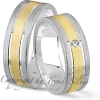 Trauringe123 Trauring Trauringe aus 925er Silber ohne Stein + Gold plattiert . J101