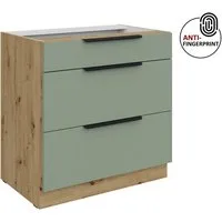 Küchen-Preisbombe Auszugsunterschrank 80 cm Küche ARIA Aquamarin ultra matt Anti Fingerprint Küchenzeile