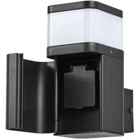 Lindby Außen-Wandleuchte Teyon, Metall, Schwarz IP44, 1 x 8 W LED