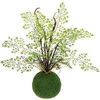 Kunstpflanze Farnbusch auf Mooskugel, I.GE.A., Höhe 33 cm, Künstliche Pflanze Waldfarn