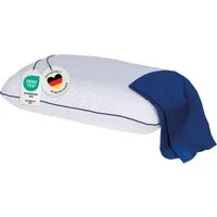 casimum Nackenstützkissen ergonomisches Reisekissen SUPER TRAVEL, Nackenkissen aus Memory Schaum, Füllung: Memory Foam (Memory Schaum), Bezug: Blau, Rückenschläfer, Seitenschläfer, stützend und bequem für unterwegs, 40x25x10cm mit blauem Bezug